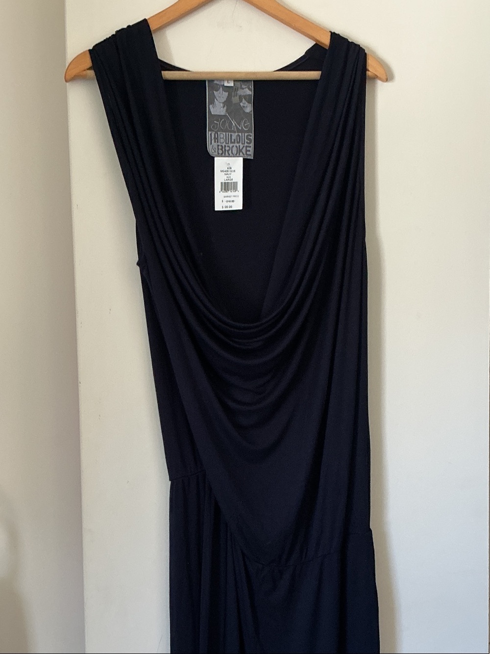 Young Fabulous & Broke Blue Draped Jersey Maxi Jumpsuit